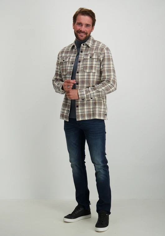 Petrol Men Shirt Long Sleeve Check M-3040-SIL405