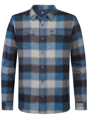 Petrol Men Shirt Long Sleeve Check M-3050-SIL417