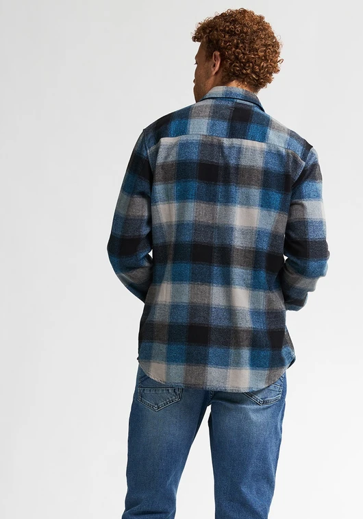 Petrol Men Shirt Long Sleeve Check M-3050-SIL417