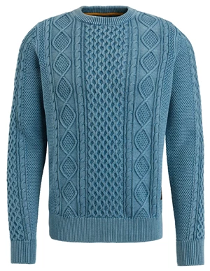 PME Legend R-neck garment dye cable knit PKW2311334