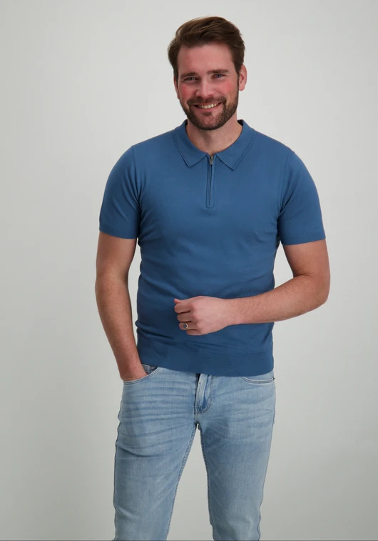 Pure Path Regular fit Polo SS Half Zip Knitwe 25010801