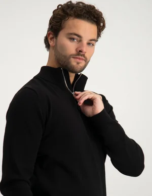 Purewhite Half zip with ribbed collar 22030803