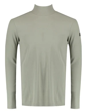 Purewhite Mockneck ribbed long sleeve with tw 22030102