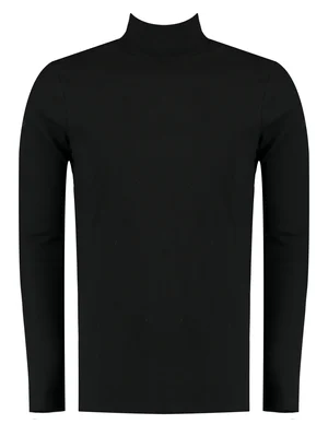 Purewhite Mockneck ribbed long sleeve with tw 22030103