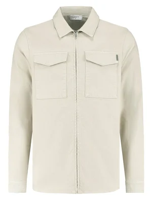 Purewhite Twill overshirt with zipper and poc 23010210