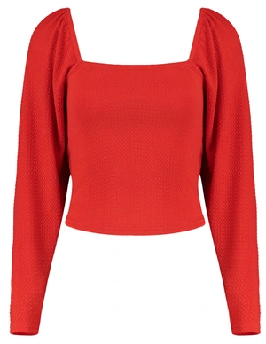 Refined Department Ladies knitted puffed shoulder top CHERRY R2502528615