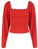 Refined Department Ladies knitted puffed shoulder top CHERRY R2502528615