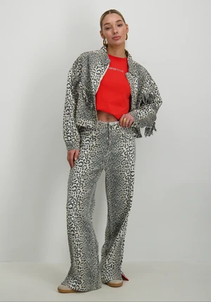 Refined Department Ladies woven straight leopard jeans HARVEY R2502176593