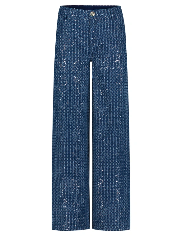 Tramontana 5-Pocket Sequin Denim Trousers C06-15-101