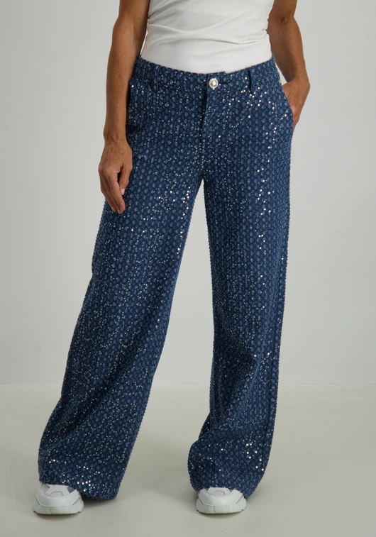 Tramontana 5-Pocket Sequin Denim Trousers C06-15-101