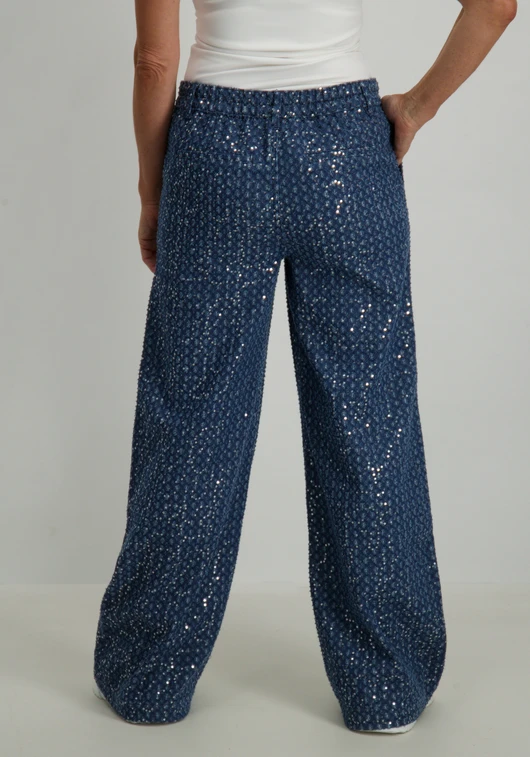 Tramontana 5-Pocket Sequin Denim Trousers C06-15-101