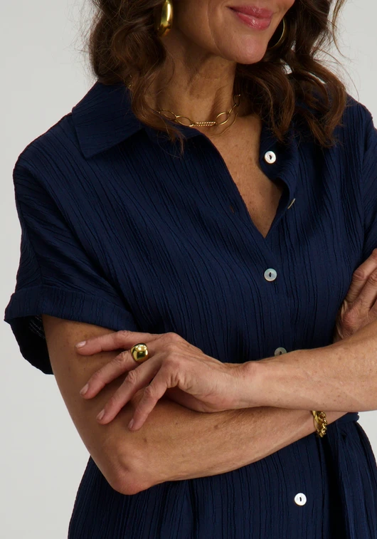Tramontana Crinkled Button-Down Dress S01-16-501