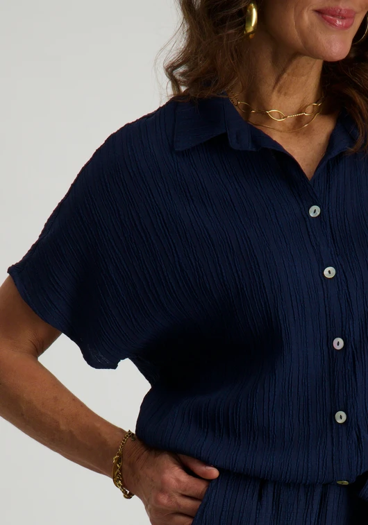 Tramontana Crinkled Short-Sleeve Blouse S01-16-301