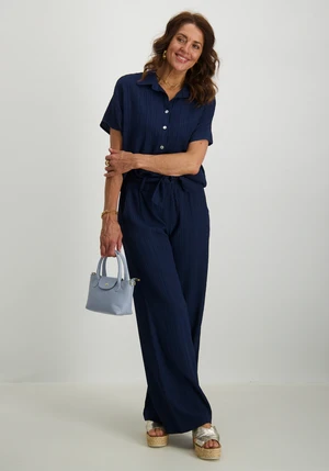 Tramontana Crinkled Wide-Leg Trousers S01-16-101