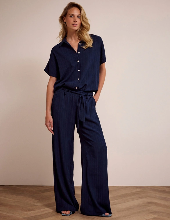 Tramontana Crinkled Wide-Leg Trousers S01-16-101