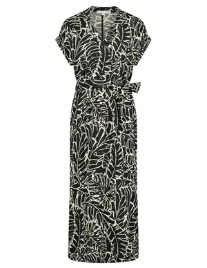 Tramontana Dress Palm Leaves Black D03-08-501