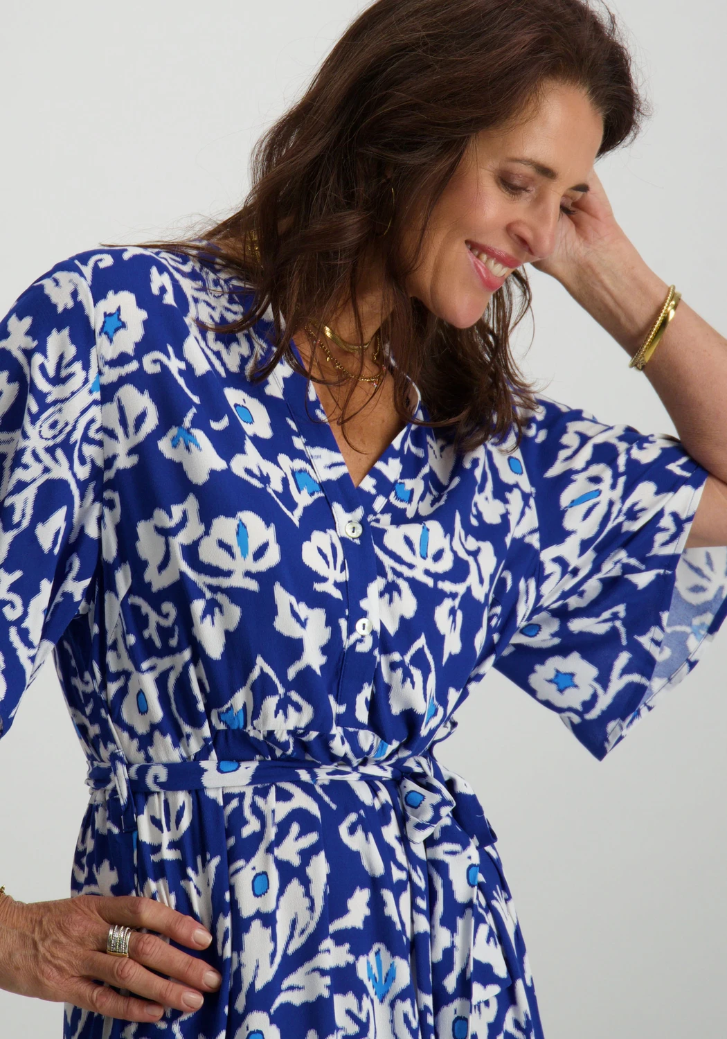 Tramontana Dress Summer Ikat Maxi C10 12 502 blauw kopen bij The Stone