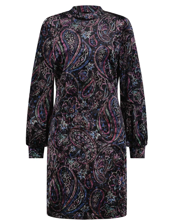 Tramontana Dress Velvet Paisley Print C08-10-501