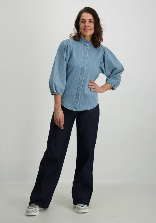 Tramontana Pinstripe Denim Blouse C05-15-301
