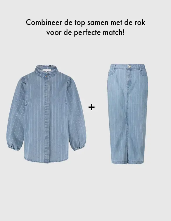 Tramontana Pinstripe Denim Blouse C05-15-301