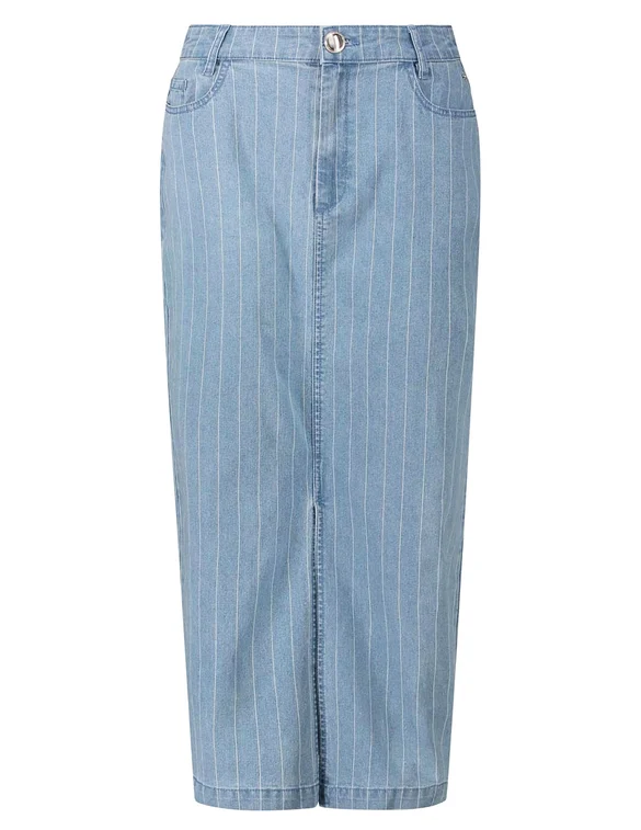 Tramontana Pinstripe Denim Maxi Skirt C05-15-201