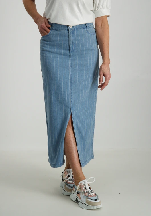 Tramontana Pinstripe Denim Maxi Skirt C05-15-201