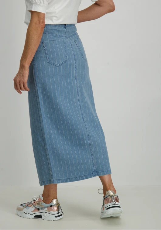 Tramontana Pinstripe Denim Maxi Skirt C05-15-201