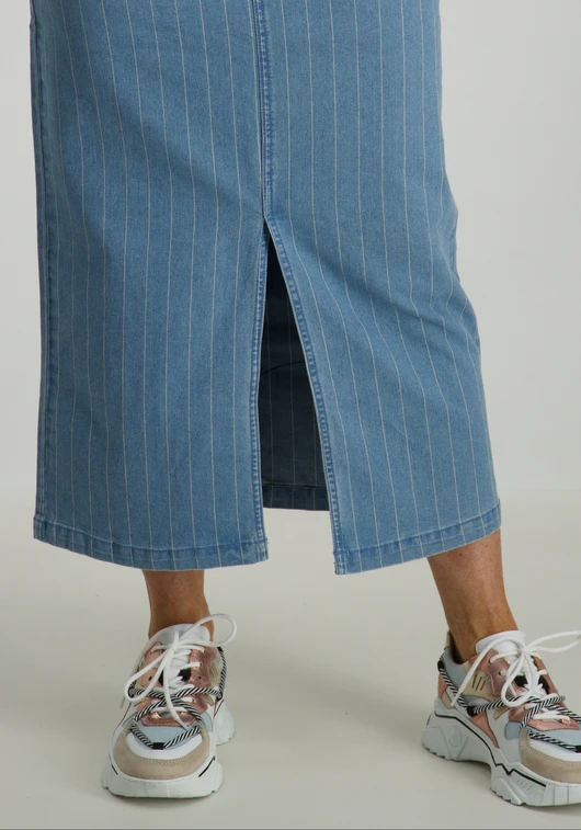 Tramontana Pinstripe Denim Maxi Skirt C05-15-201