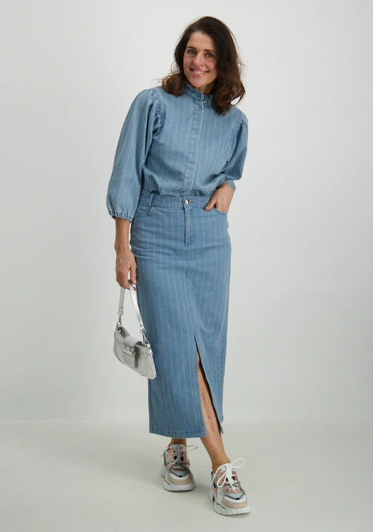 Tramontana Pinstripe Denim Maxi Skirt C05-15-201