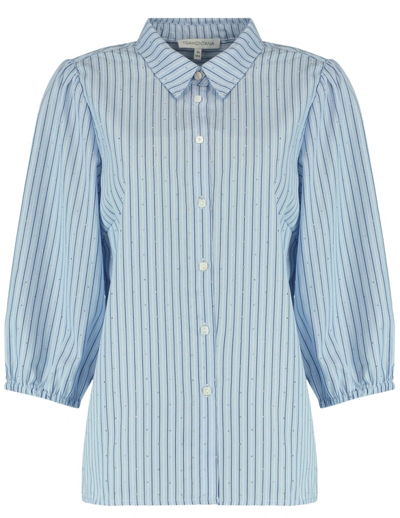 Tramontana Striped Blouse Rhinestones C32-16-301 fla...