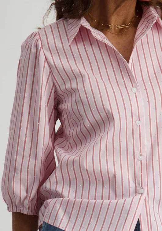 Tramontana Striped Blouse Rhinestones C33-16-301 fla...