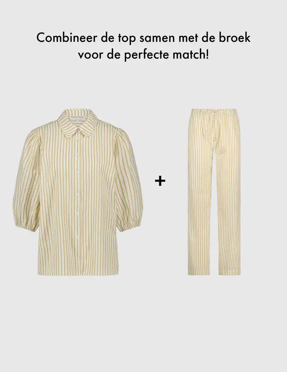 Tramontana Striped Puff-Sleeved Blouse C18-16-301