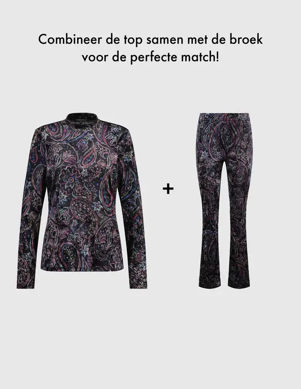 Tramontana Top Velvet Paisley Print C08-10-401