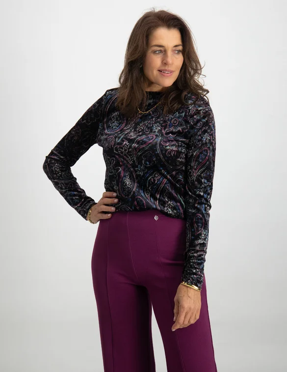 Tramontana Top Velvet Paisley Print C08-10-401