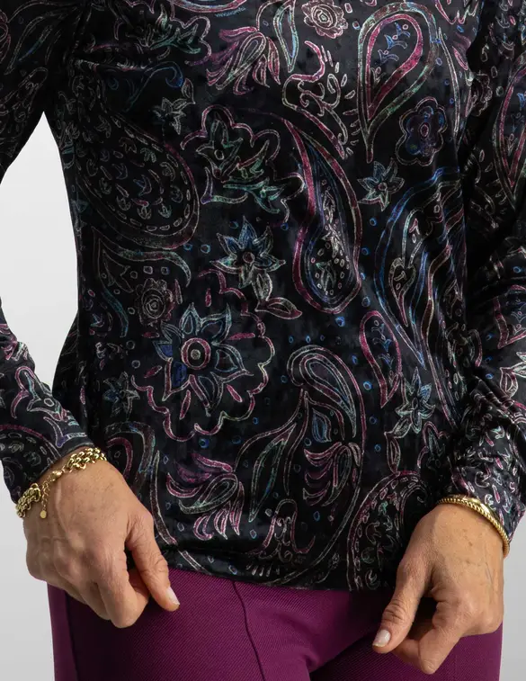 Tramontana Top Velvet Paisley Print C08-10-401