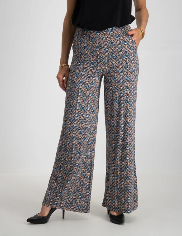 Tramontana Trousers Wide Leg Chevron Stripe D02-08-101