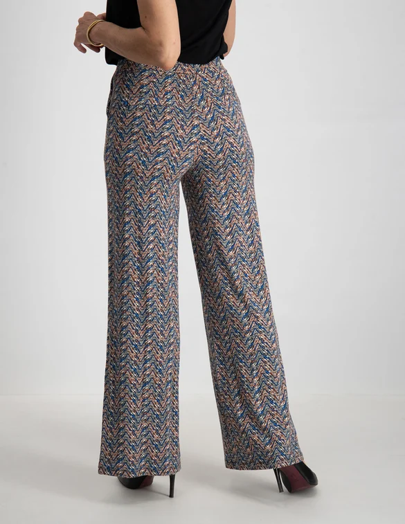 Tramontana Trousers Wide Leg Chevron Stripe D02-08-101