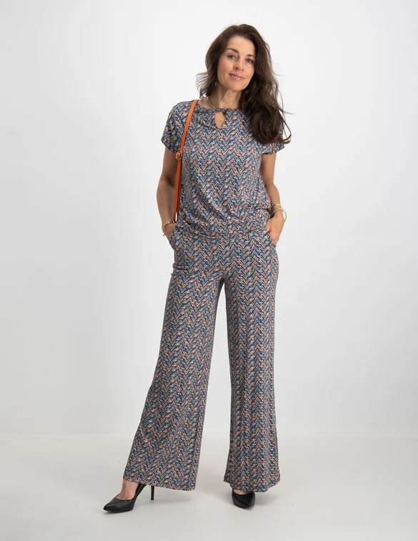 Tramontana Trousers Wide Leg Chevron Stripe D02-08-101