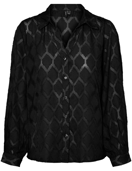 Vero moda VMAYLA LS SHIRT WVN GA BF 10316472 zwart kopen bij The Stone
