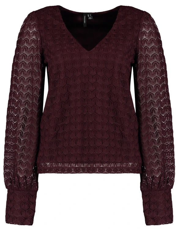 Vero moda VMBECCA LS V-NECK LACE TOP JRS NOOS 10336137