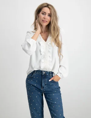 Vero moda VMCAREN L/S V-NECK TOP WVN BTQ 10294257