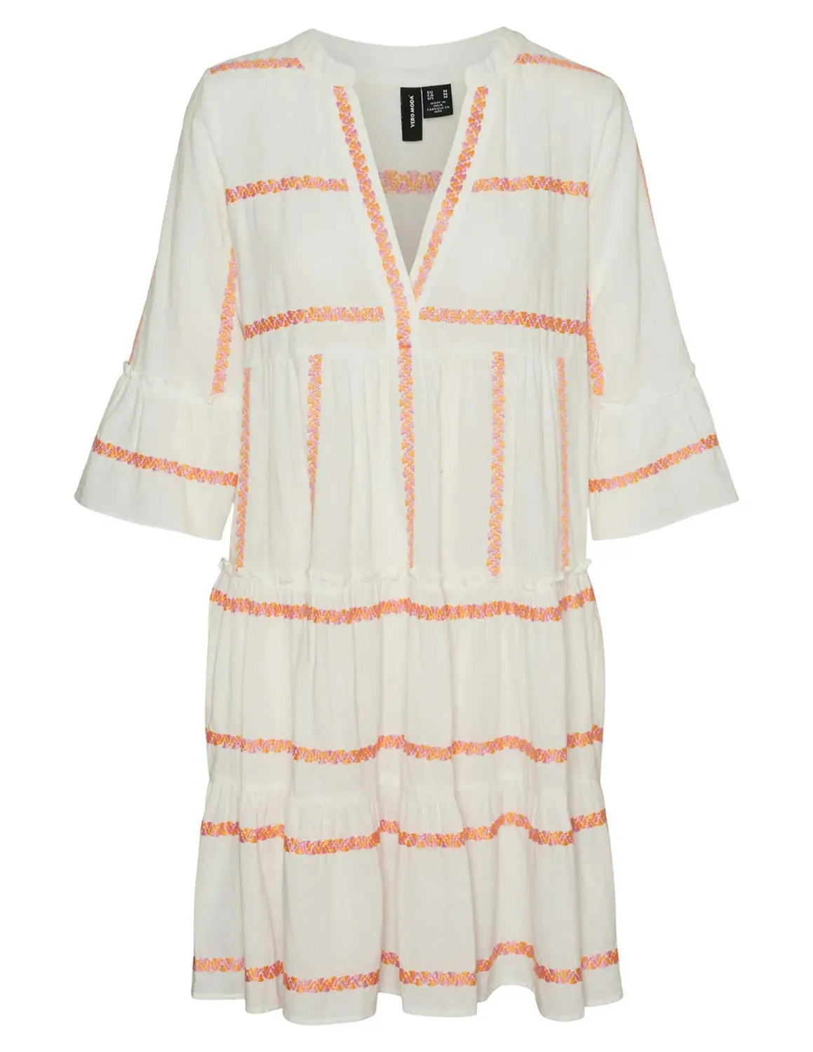 Vero moda VMDICTHE 3/4 STRIPE EMB TUNIC WVN G 10292192