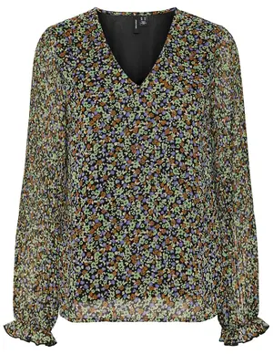 Vero moda VMLINA L/S PLEATED V-NECK TOP VIP 10280353