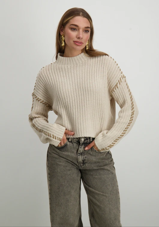 Vero moda VMNEWCREAM LS FUNNELNECK PULLOVER B 10313514