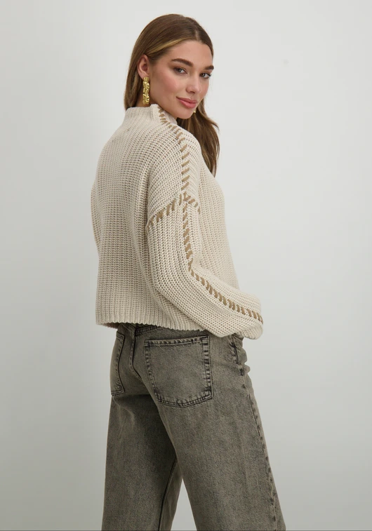 Vero moda VMNEWCREAM LS FUNNELNECK PULLOVER B 10313514