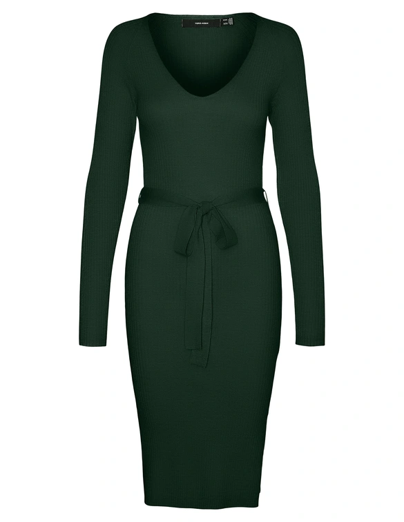 Vero moda VMSABA RIB LS V-NECK BELT DRESS GA 10309320