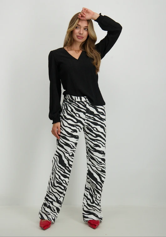Vero moda VMTESSA HR WIDE ZEBRA JEANS BLACK-W 10328814