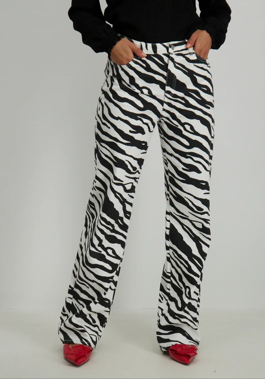 Vero moda VMTESSA HR WIDE ZEBRA JEANS BLACK-W 10328814