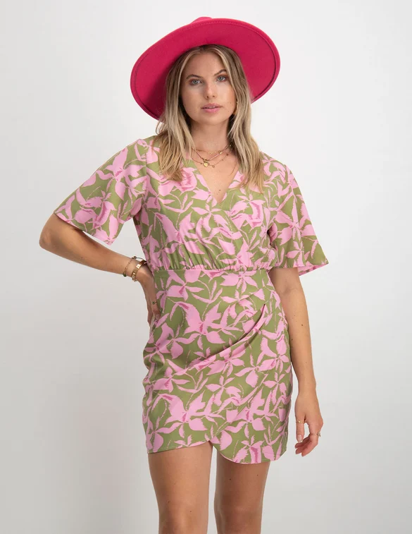 Vila VIBELINA AJA V-NECK 2/4 SHORT DRESS 14085007