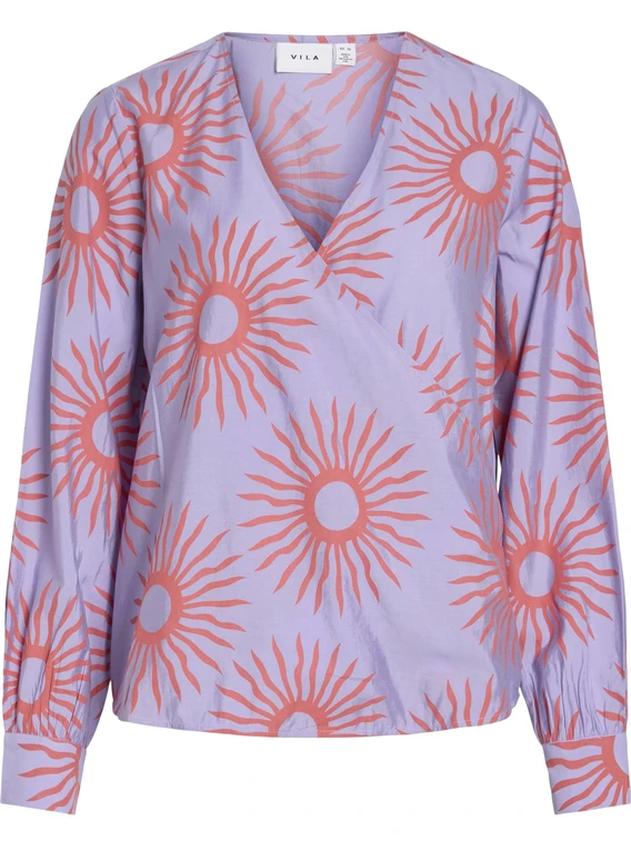 Vila VIBOA V-NECK L/S TOP/LC 14108638